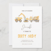 建設テーマの3歳誕生日招待状 招待状 (正面)