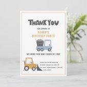 建設テーマ誕生日パーティーサンキューカード サンキューカード (スタンド正面)