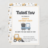 建設テーマ誕生日パーティーサンキューカード サンキューカード (正面/裏面)