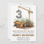 建設ディガー 3歳の誕生日 招待状 (正面)