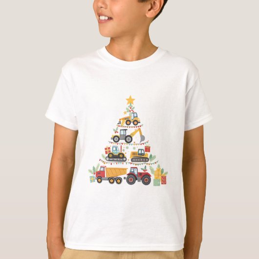 建設トラックのクリスマス Tシャツ (正面)