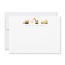 建設トラックのステーショナリー・ノートカード　子供用