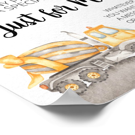 建設トラックのメモリブックパーティーのサイン ポスター (角)