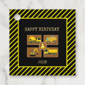 建設トラックの子供の誕生日パーティー飾り フェイバータグ (正面)