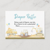 建設トラックの男の子 赤ちゃんシャワー おむつくじ エンクロージャーカード (正面)