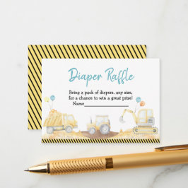 建設トラックの男の子 赤ちゃんシャワー おむつくじ エンクロージャーカード