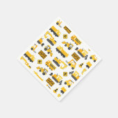 建設トラックの誕生日パターン ホワイト スタンダードカクテルナプキン (角)