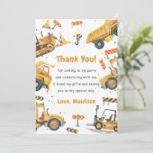 建設トラックの誕生日パーティーお礼カード 招待状 (スタンド正面)