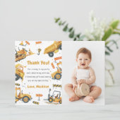 建設トラックの誕生日パーティーお礼カード 招待状 (スタンド正面)