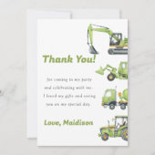 建設トラックの誕生日パーティーお礼カード 招待状 (正面)