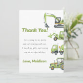 建設トラックの誕生日パーティーお礼カード 招待状 (スタンド正面)