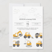 建設トラックの誕生日パーティー招待状 招待状 (正面)