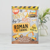 建設トラックの誕生日パーティー招待状 招待状 (スタンド正面)