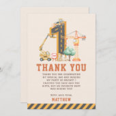 建設トラックの誕生日パーティー サンキューカード (正面/裏面)