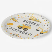 建設トラックの誕生日パーティー ペーパープレート (アングル)