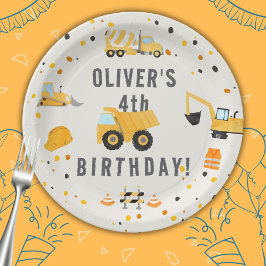 建設トラックの誕生日パーティー ペーパープレート