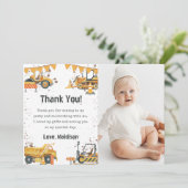 建設トラックの誕生日写真ありがとうカード 招待状 (スタンド正面)