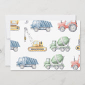 建設トラックの誕生日写真お礼カード 招待状 (裏面)