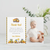 建設トラックの誕生日写真お礼カード 招待状 (スタンド正面)