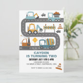 建設トラックの誕生日招待状 招待状 (スタンド正面)