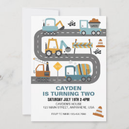 建設トラックの誕生日招待状 招待状