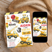 建設トラックの誕生日招待状 招待状