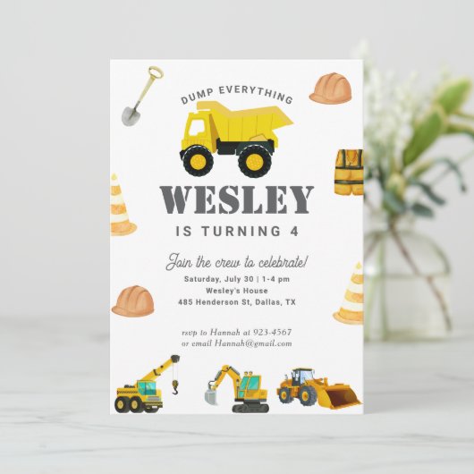 建設トラックの誕生日 招待状 (スタンド正面)