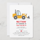 建設トラックの誕生日 招待状 (正面)