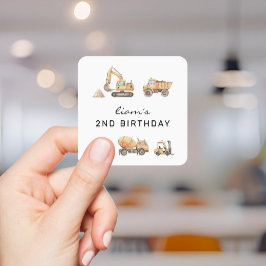 建設トラックの誕生日 現代 ミニマル スクエアシール