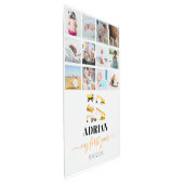 建設トラックの赤ちゃんファーストイヤー写真コラージュ メタルプリント (3/4)