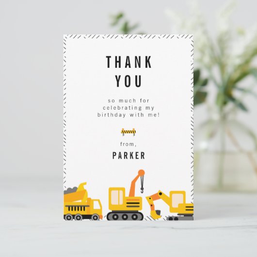 建設トラックをテーマにした誕生日 サンキューカード (スタンド正面)