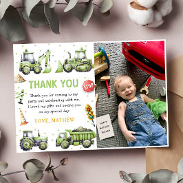建設トラックショベル誕生日写真 サンキューカード