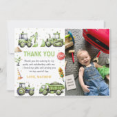 建設トラックショベル誕生日写真 サンキューカード (正面)