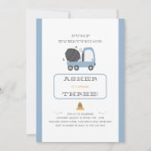 建設トラックテーマのダンプトラック誕生日パーティー 招待状 (正面)