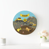 建設トラック建設現場テーマ ラージ壁時計 (ホーム)