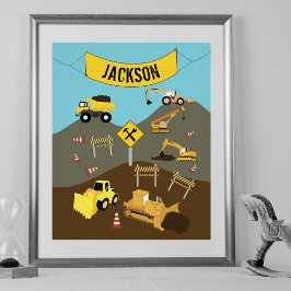 建設トラック現場テーマの装飾 ポスター