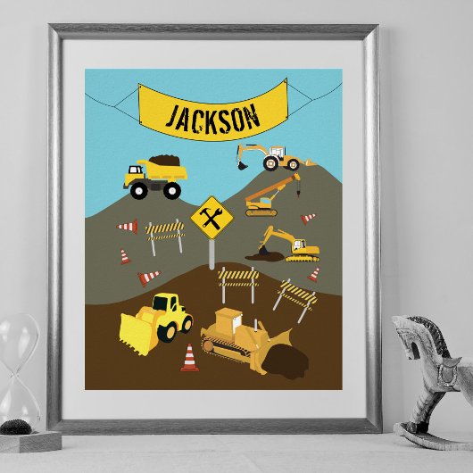 建設トラック現場テーマの装飾 ポスター