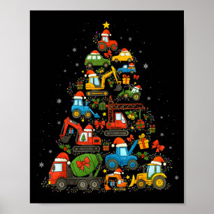 建設トラック クリスマスツリー 車 おもしろ クリスマス ポスター