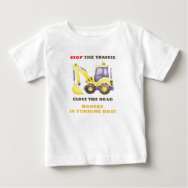 建設トラック パワーショベル 誕生日パーティー ベビーTシャツ