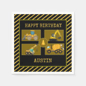 建設トラック | 子供の誕生日パーティー スタンダードカクテルナプキン (正面)