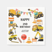 建設トラック | 子供の誕生日パーティー スタンダードカクテルナプキン (正面)
