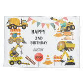 建設トラック | 子供の誕生日パーティー 枕カバー (裏面)