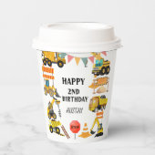 建設トラック | 子供の誕生日パーティー 紙コップ (正面)