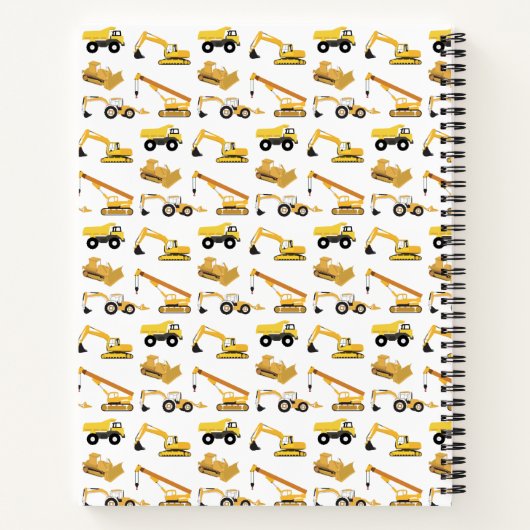 建設トラック・車両の子供用モノグラム ノートブック (裏面)