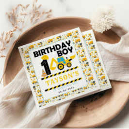 建設トラック 1歳の誕生日 | キッズパーティー スタンダードカクテルナプキン