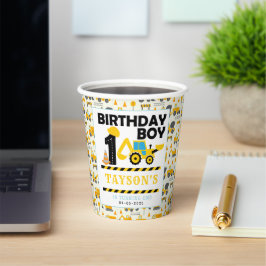 建設トラック 1歳の誕生日 | キッズパーティー 紙コップ