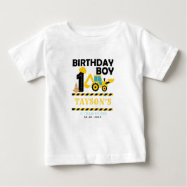 建設トラック 1歳誕生日 | こどもパーティー ベビーTシャツ