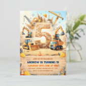 建設トラック 5歳の誕生日 招待状 (スタンド正面)