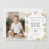 建設トラック SIX 6歳の誕生日パーティー 招待状 (正面)