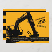 建設パーティーの掘削機パーティー招待状 招待状 (正面/裏面)